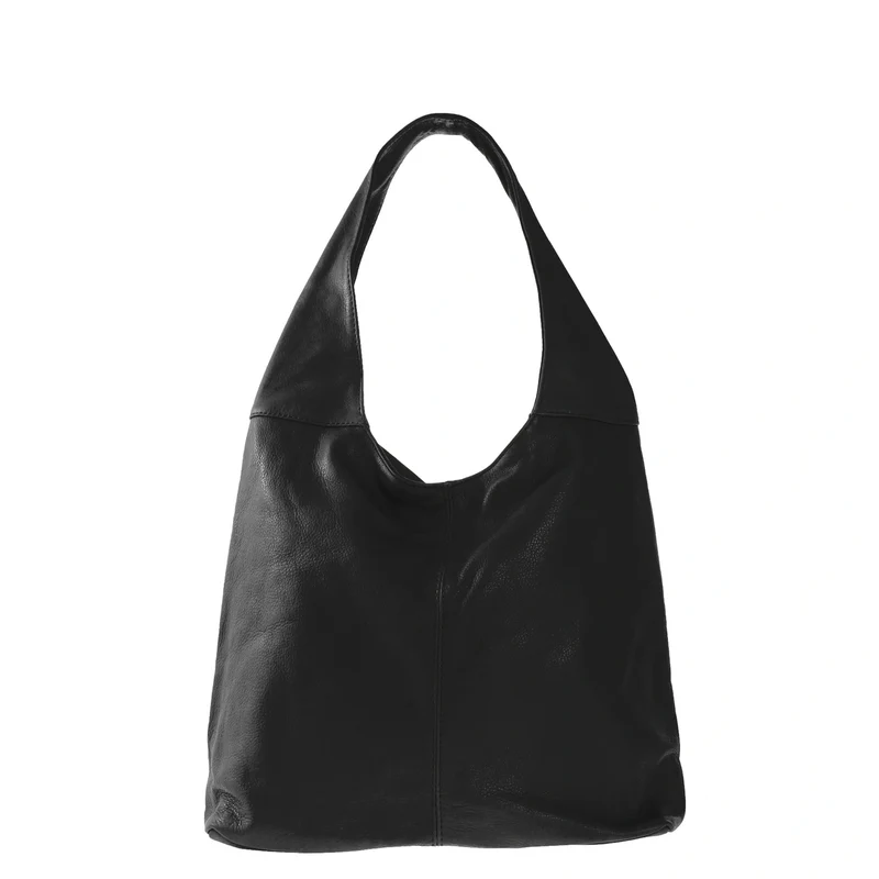 Sac HOBO en cuir lisse NEW AGE Noir