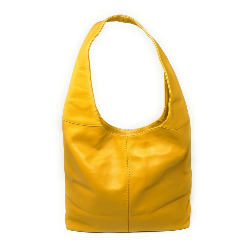 Sac HOBO en cuir lisse NEW AGE Jaune tournesol