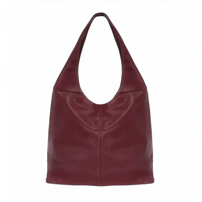 Sac HOBO en cuir lisse NEW AGE Rouge bordeaux