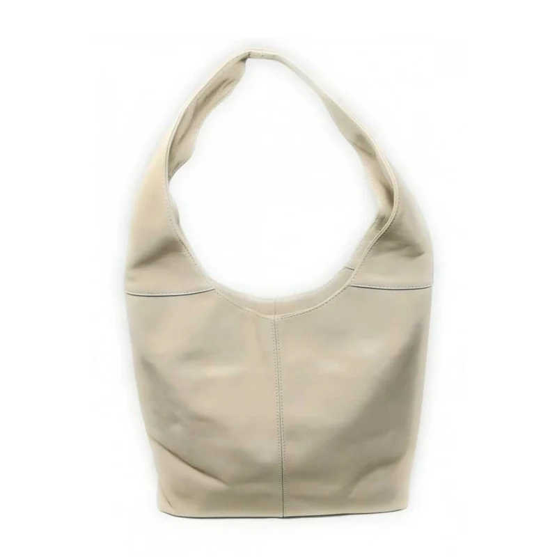 Sac HOBO en cuir lisse NEW AGE Beige crème