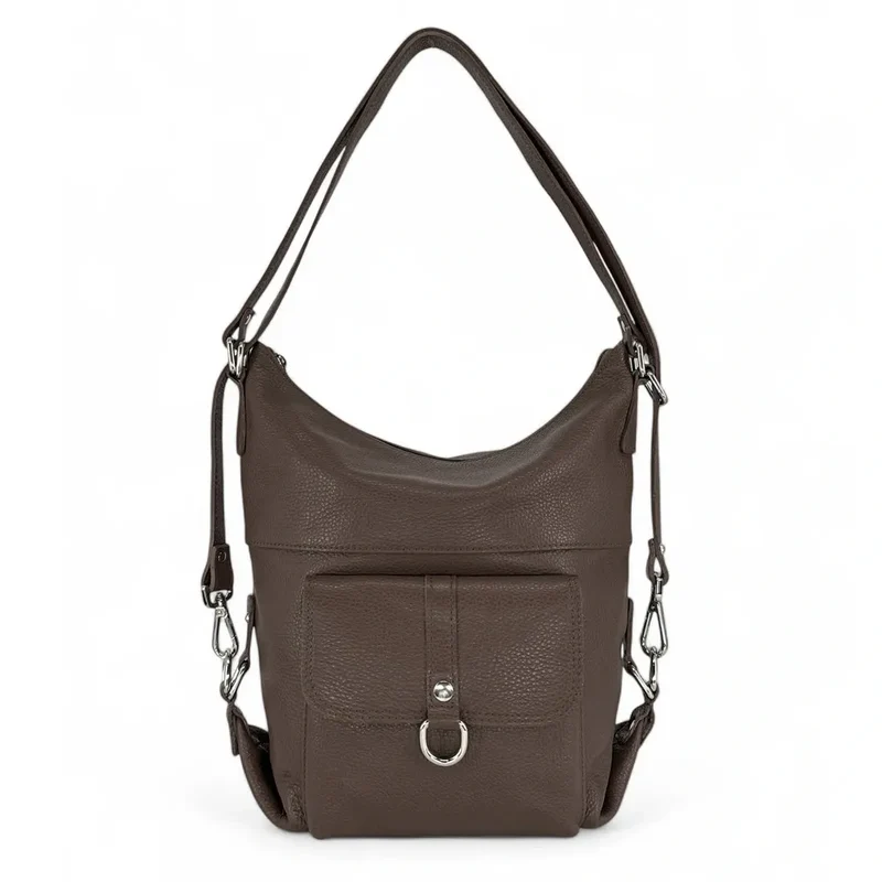 Sac à main convertible en cuir grainé RIMINI Chocolat