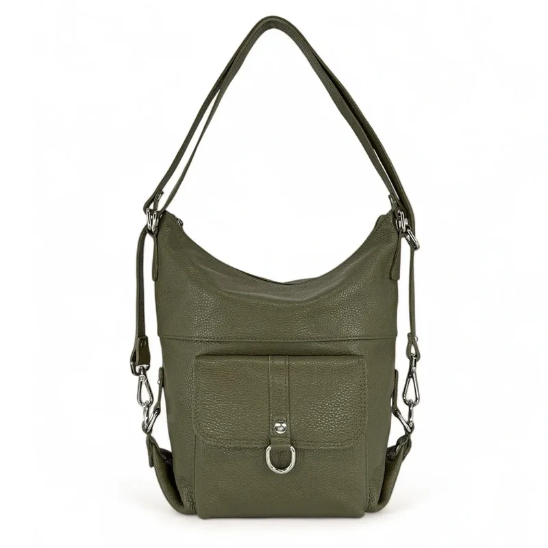 Sac à main convertible en cuir grainé RIMINI Kaki