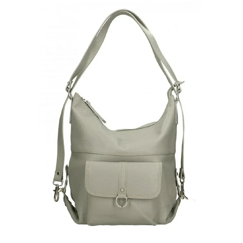Sac à main convertible en cuir grainé RIMINI Gris clair