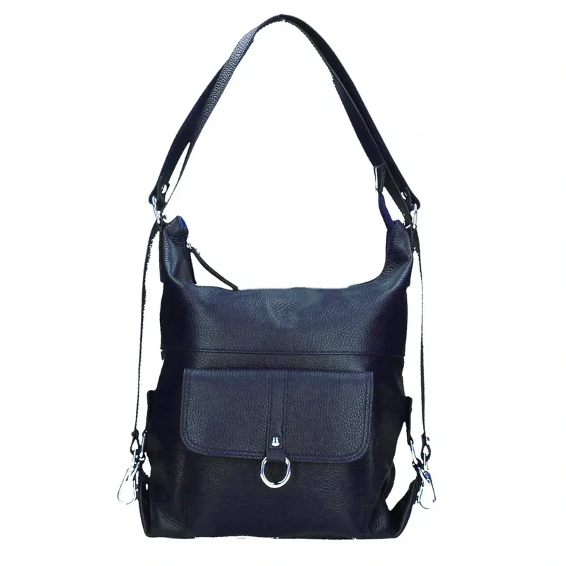 Sac à main convertible en cuir grainé RIMINI Bleu marine