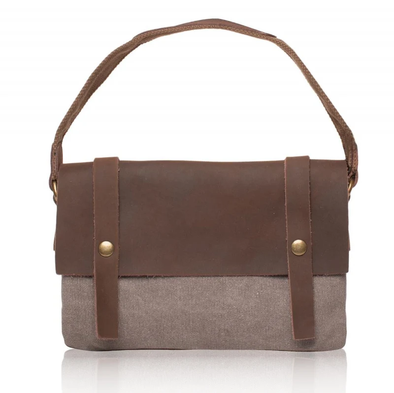 Pochette en cuir et toile JAVA Gris clair