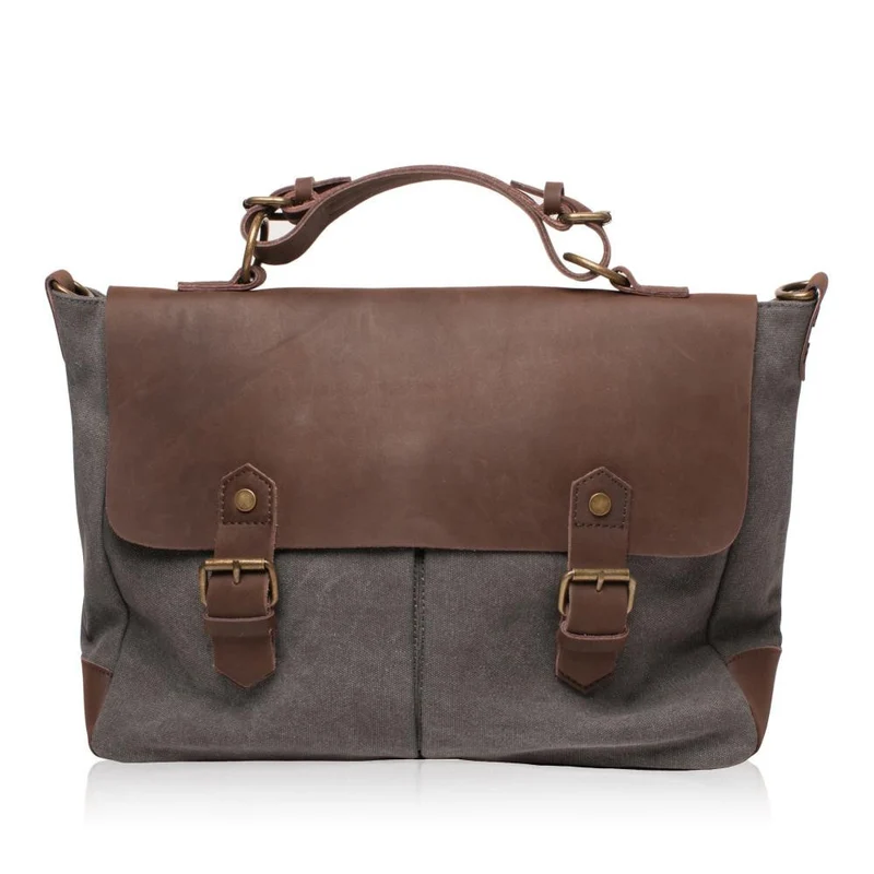 Cartable toile et cuir MOOREA Gris taupé