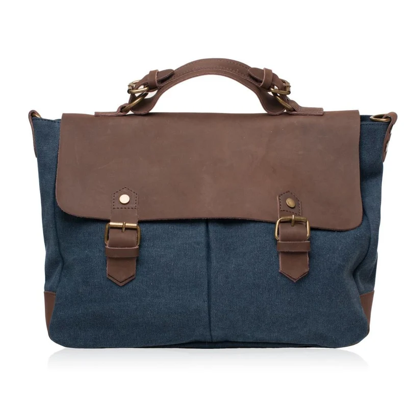 Cartable toile et cuir MOOREA Bleu denim