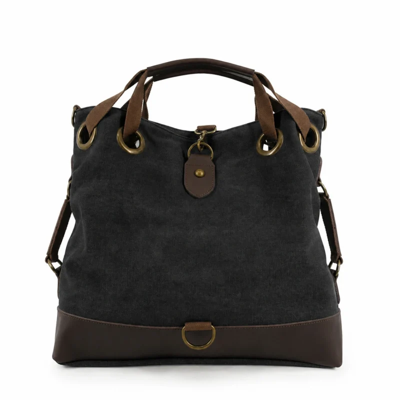 Sac week-end convertible en toile et cuir MONTPARNASSE Noir