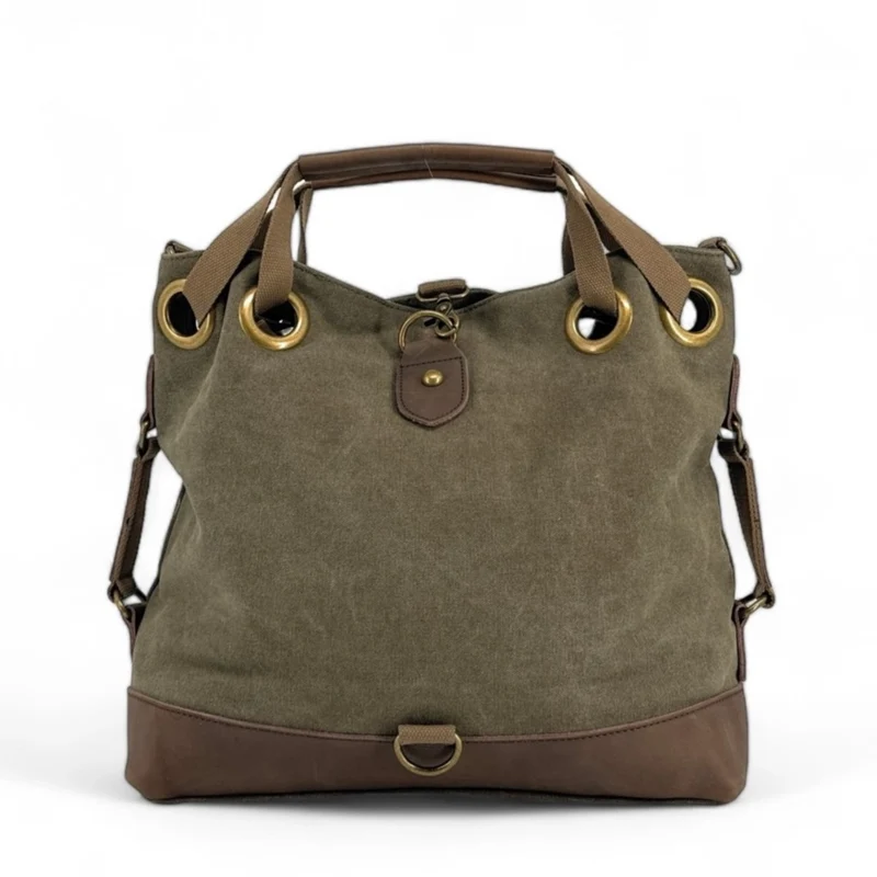 Sac week-end convertible en toile et cuir MONTPARNASSE Vert olive