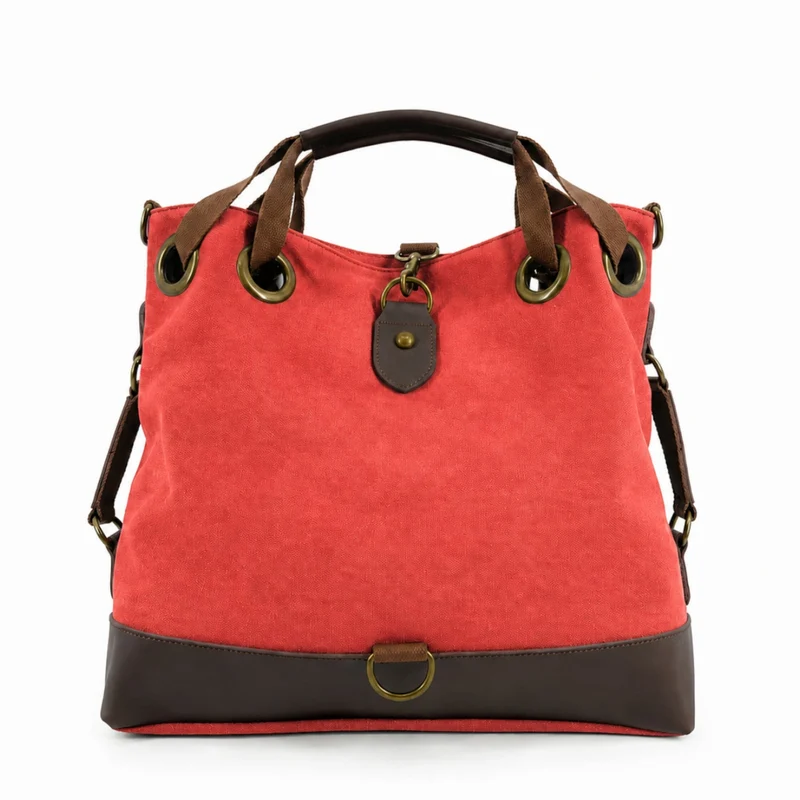 Sac week-end convertible en toile et cuir MONTPARNASSE Rose corail