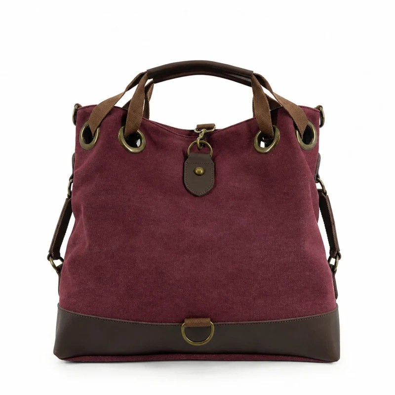 Sac week-end convertible en toile et cuir MONTPARNASSE Bordeaux
