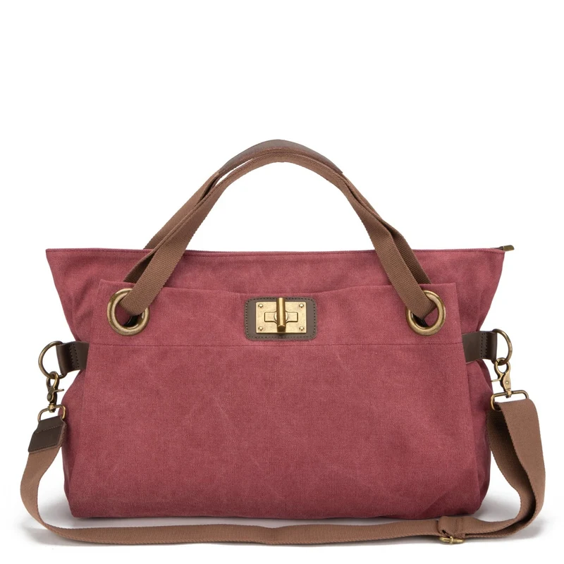 Sac week-end en cuir et toile TOBAGO L Bordeaux