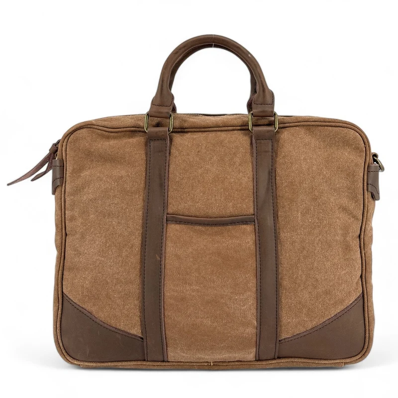 Sacoche en cuir et toile LOMBOK Camel foncé