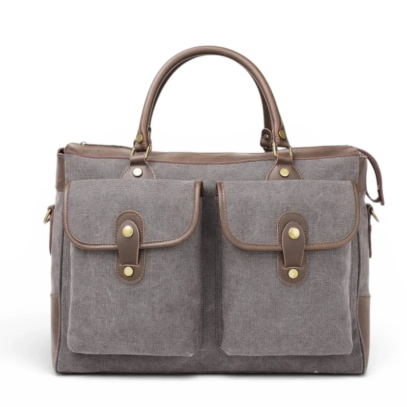 Sac week-end et voyage en cuir et toile AUSTERLITZ Gris taupé