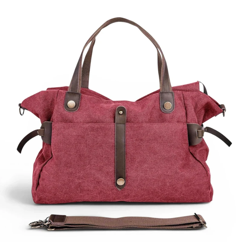 Sac de voyage et week-end cuir et toile FIDJI Bordeaux