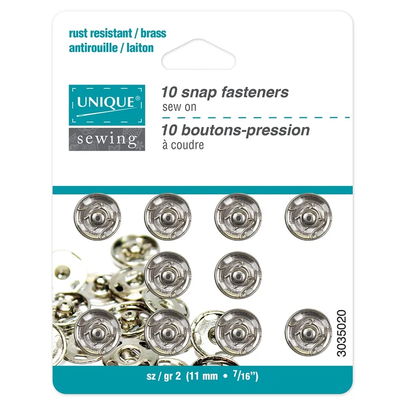 UNIQUE | Boutons-pression | Taille 2 / 11 mm (3⁄8″) | 10 Paires