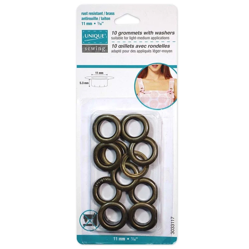 UNIQUE | Oeillets en 2 parties avec rondelles en plastique | 11 x 5.3mm (3/8″ x 3/16″) - 10 sets