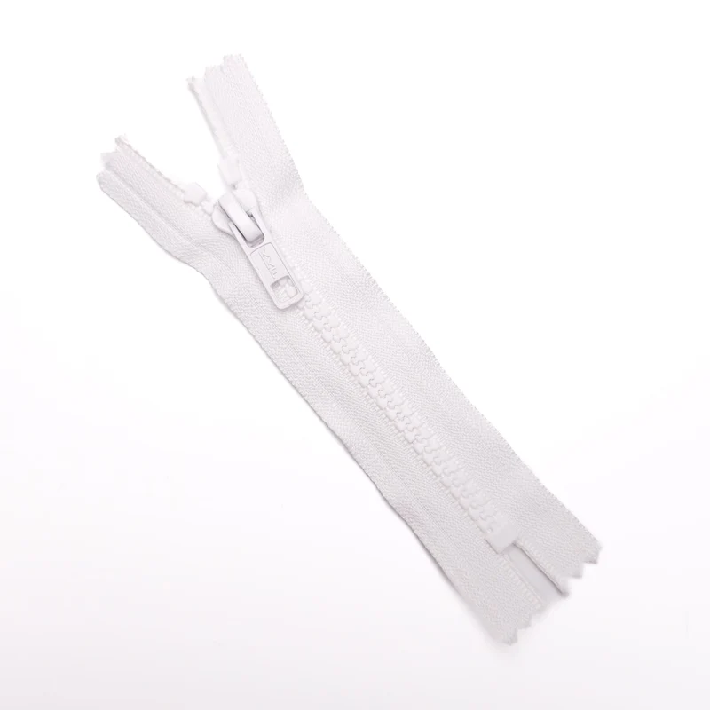 Fermeture éclair en plastique à bout fermé | 4.5" / 11.5 cm | Blanc