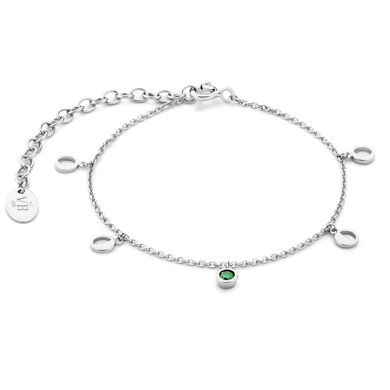 Violet Hamden Luna Bracelet en Argent 925 Sterling avec Lunes et Pierre de Zircon Vert VH320034