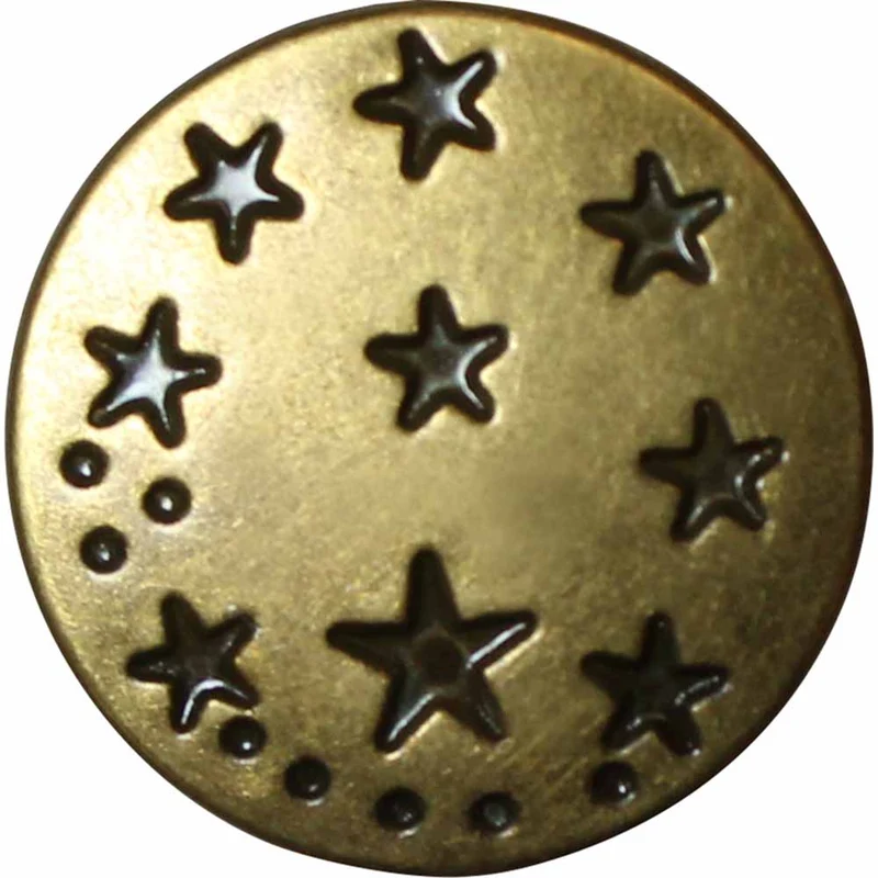 UNIQUE | Boutons à Jeans Sans Couture | Laiton Antique Petites Étoiles | 17mm (5⁄8″)
