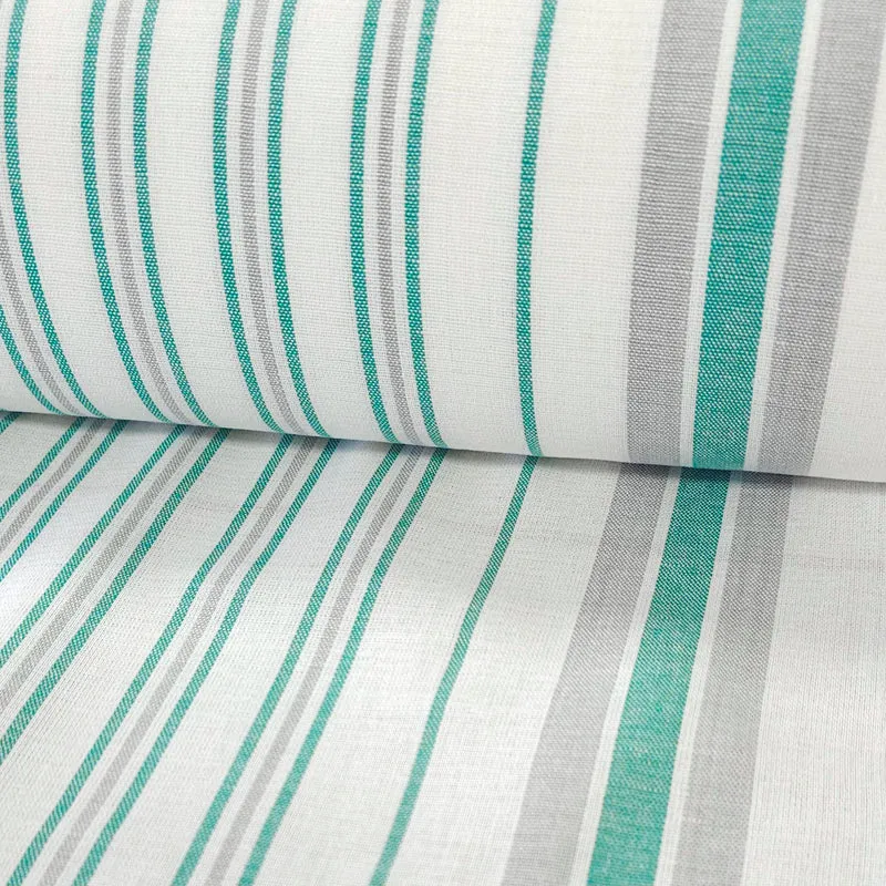 Tissu pour Linge à Vaisselle | Lin & Coton | Lignes Sarcelle & Grises