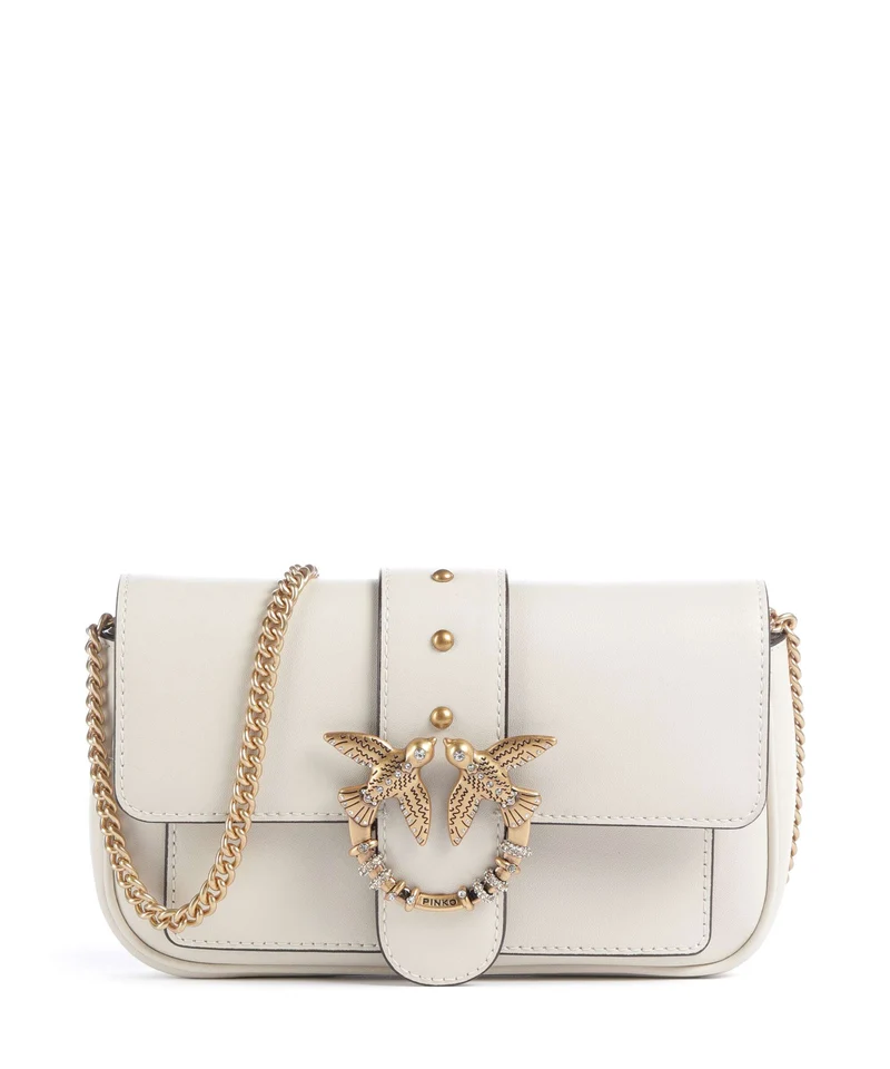 Pinko Love One Pocket New Buckle Sac bandoulière bianco seta/antique gold