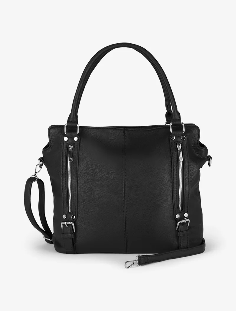 Sac cabas Eugénie simili grainé - Noir