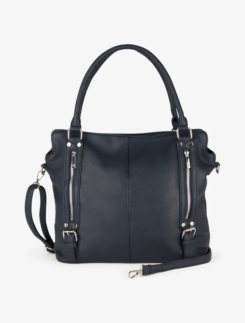 Sac cabas Eugénie simili grainé - Marine