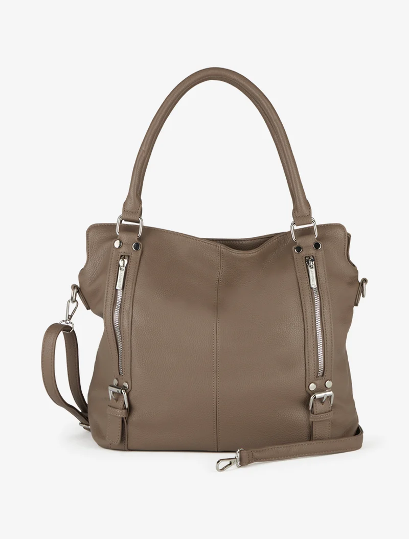 Sac cabas Eugénie simili grainé - Taupe