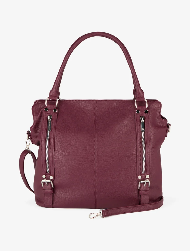 Sac cabas Eugénie simili grainé - Prune