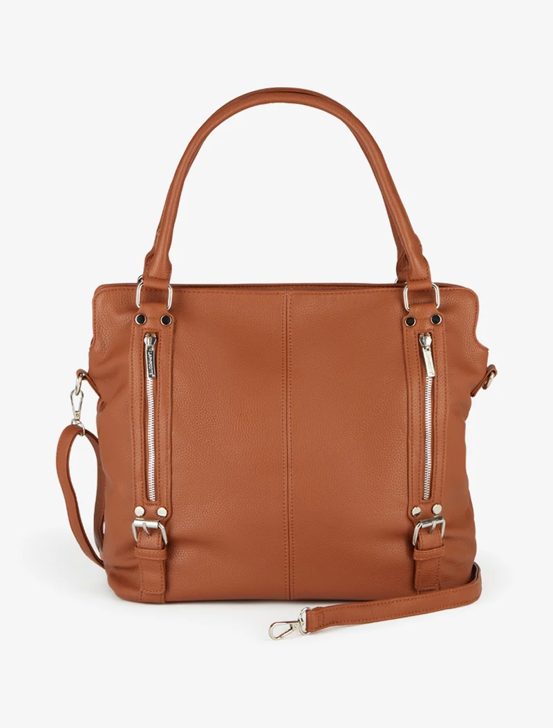 Sac cabas Eugénie simili grainé - Camel