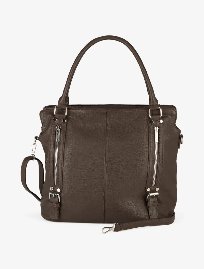 Sac cabas Eugénie simili grainé - Marron