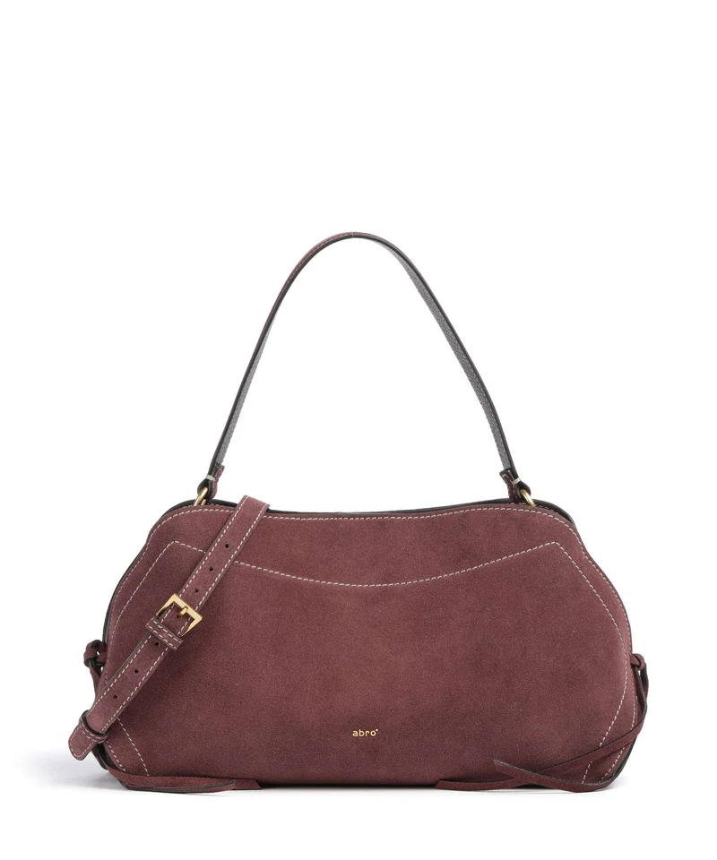 Abro Suede Necessity Small Sac porté épaule burgundy