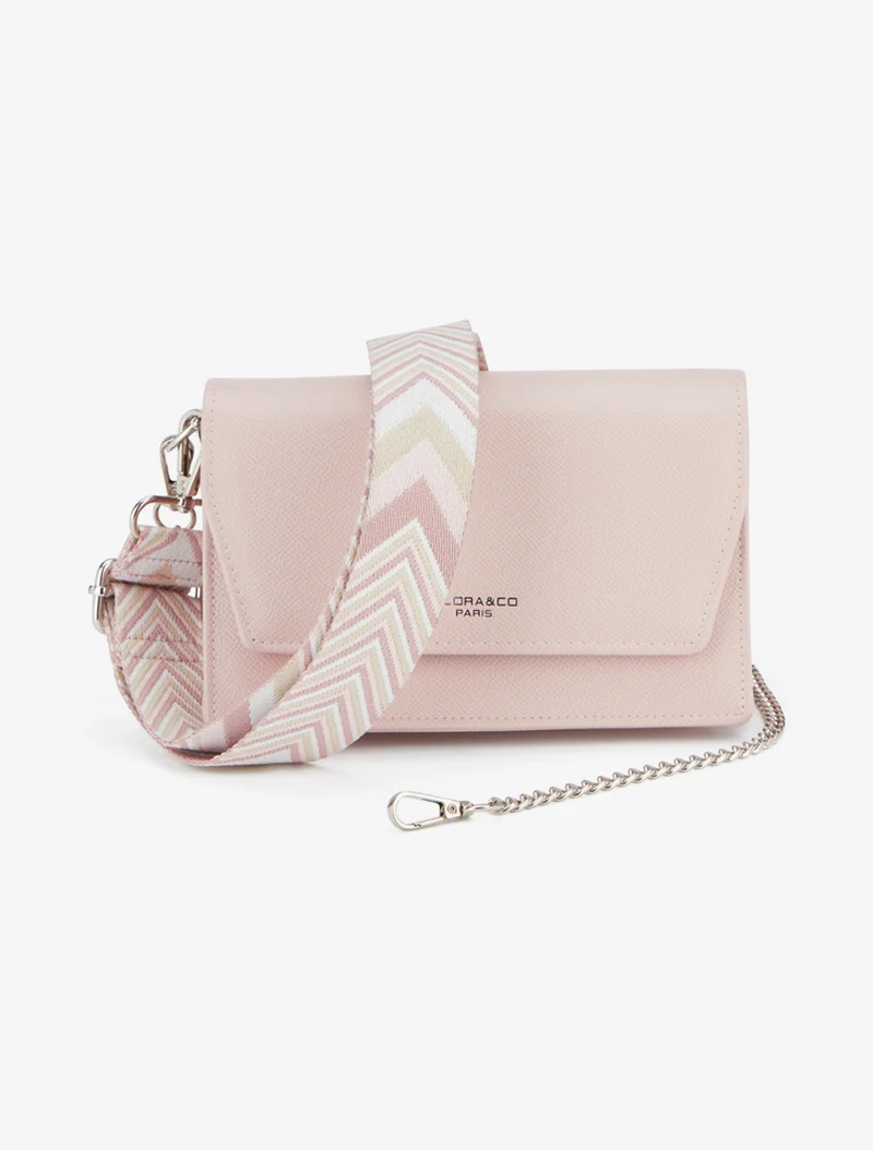 Sac bandoulière effet grainé - Rose