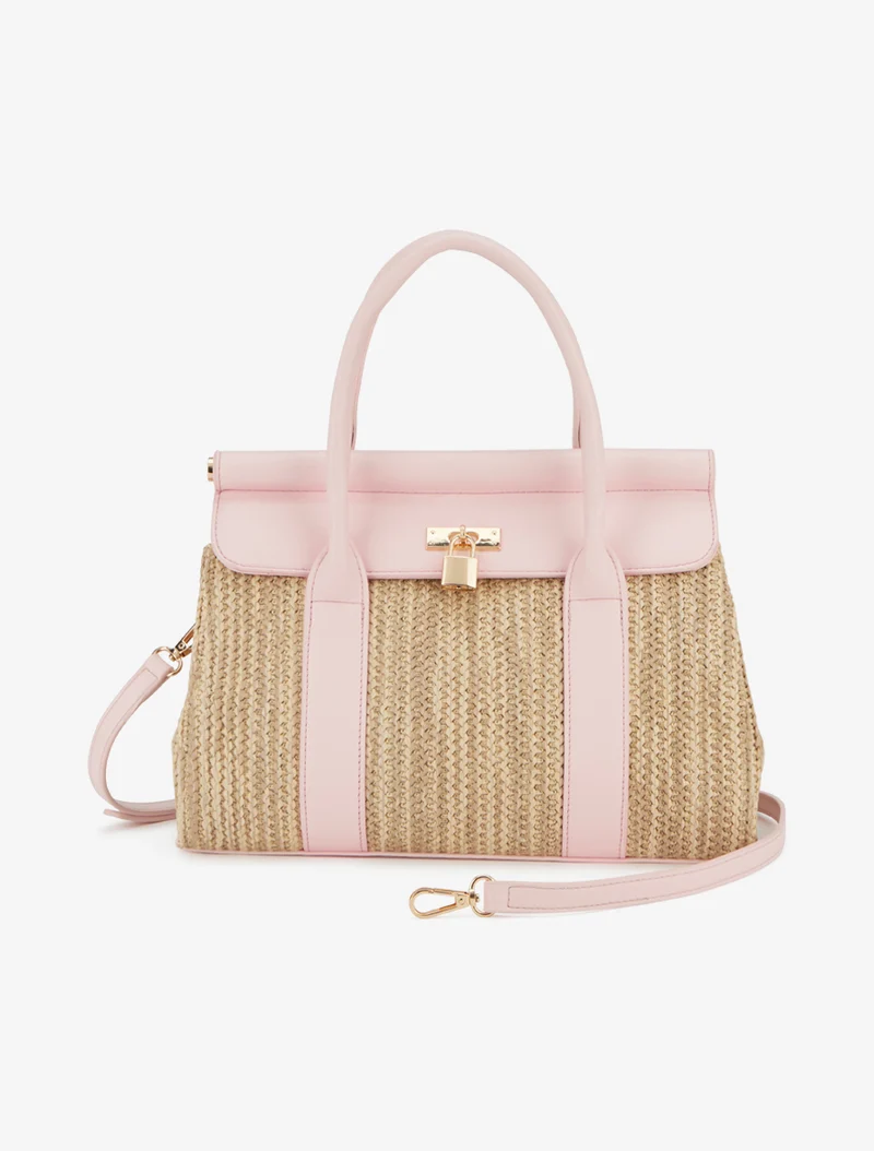 Sac à main Lexi effet raphia - Rose