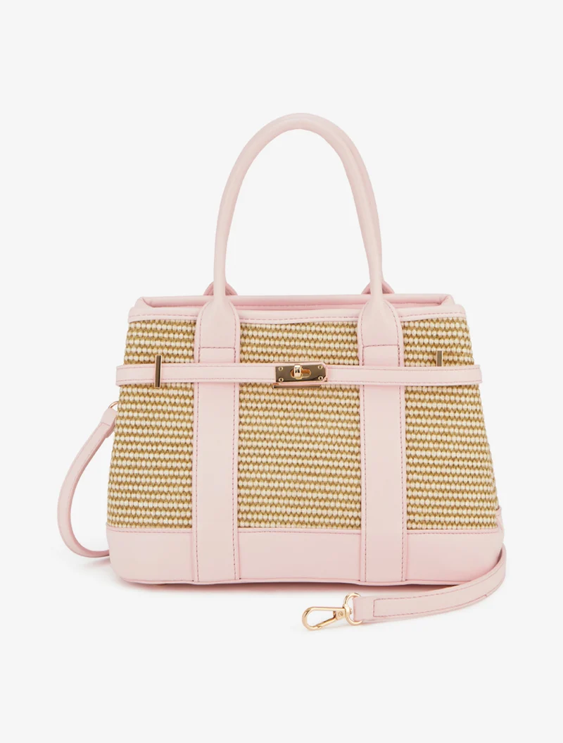Sac à main Sydney effet raphia - Rose
