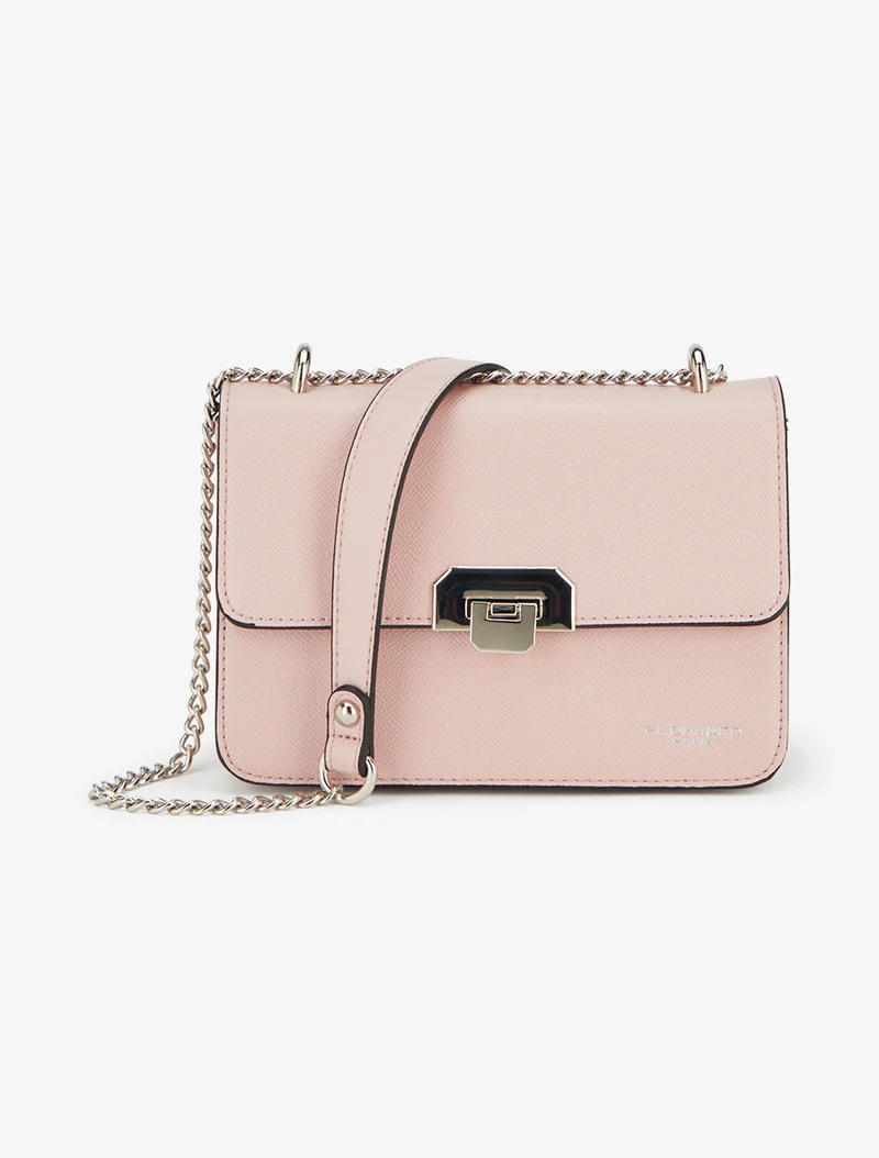 Sac à bandoulière chaîne grainé - Rose