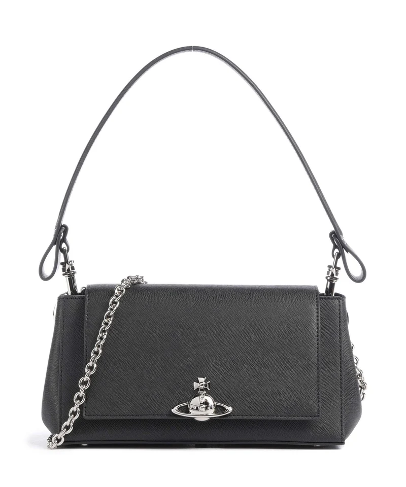 Vivienne Westwood Hazel Saffiano Plain Medium Sac porté épaule black