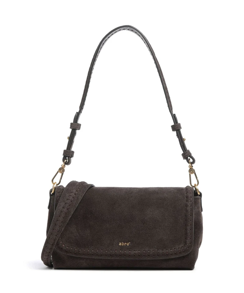 Abro Suede Signature Sac porté épaule dark brown
