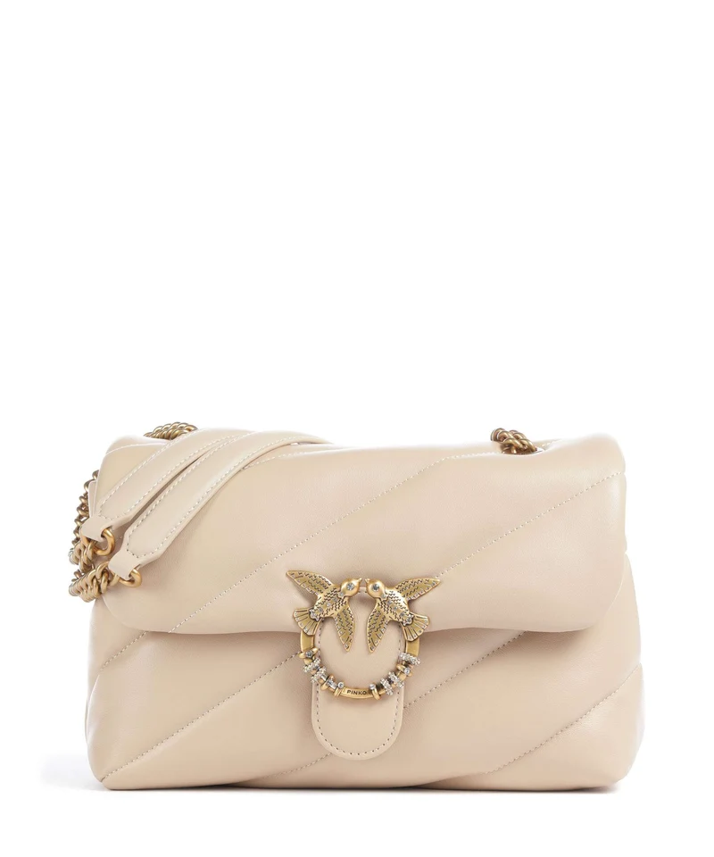 Pinko Love Puff Classic New Buckle Sac porté épaule beige/grigio fumo/antique gold