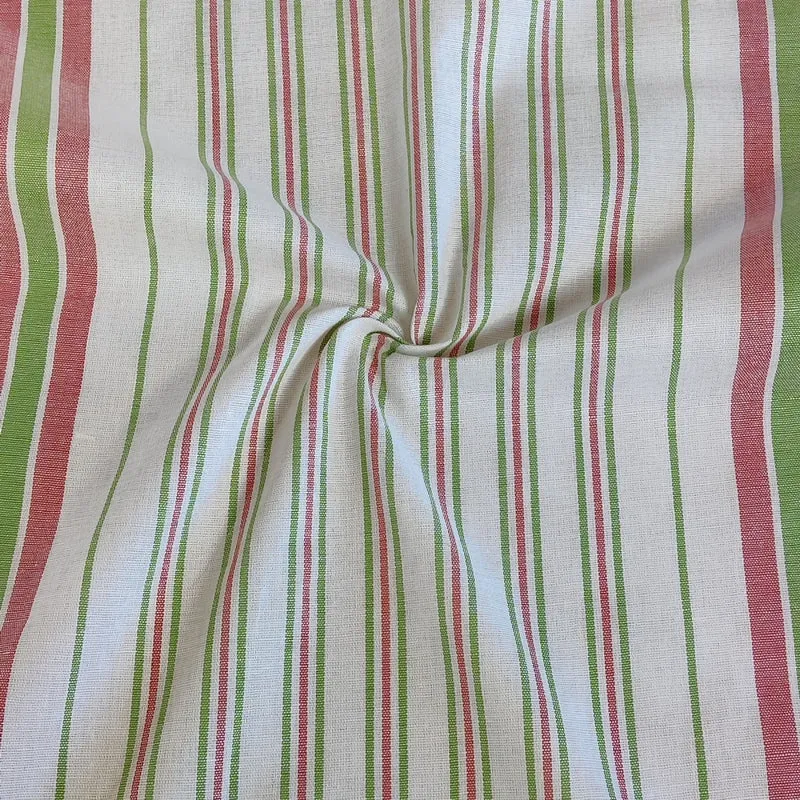 Tissu pour Linge à Vaisselle | Lin & Coton | Lignes Rouges et Vertes