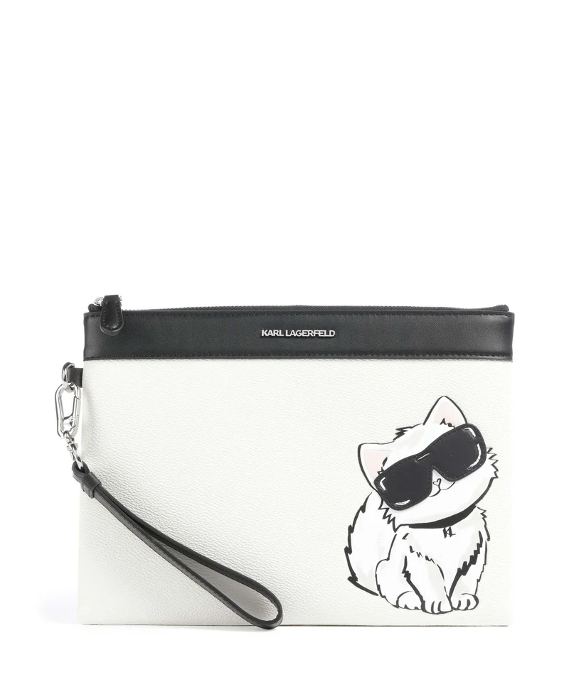 Karl Lagerfeld Ikon Choupette Sac de poignet off white