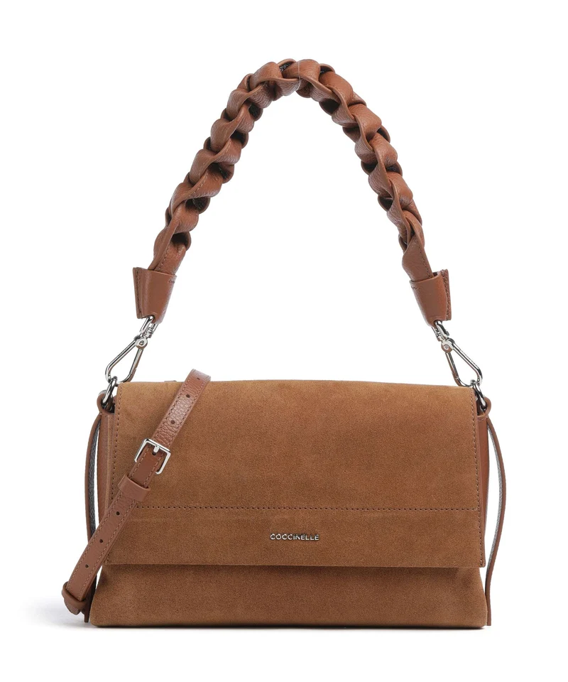 Coccinelle Boheme Suede Sac porté épaule cognac