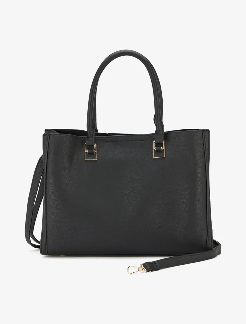 Sac à main effet grainé à picots - Noir
