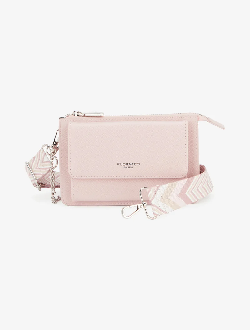 Sac bandoulière Fanny simili grainé - Rose pâle