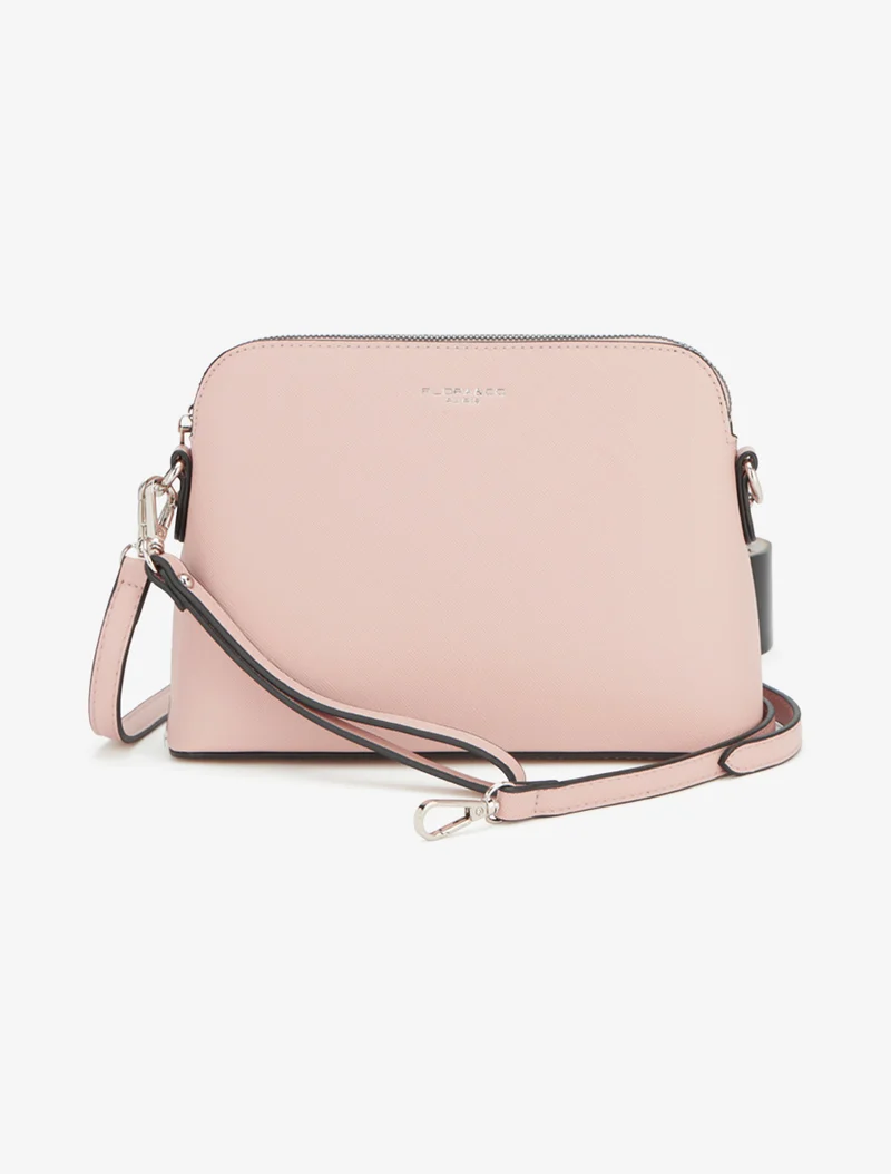 Sac bandoulière Dalila simili grainé - Rose pâle