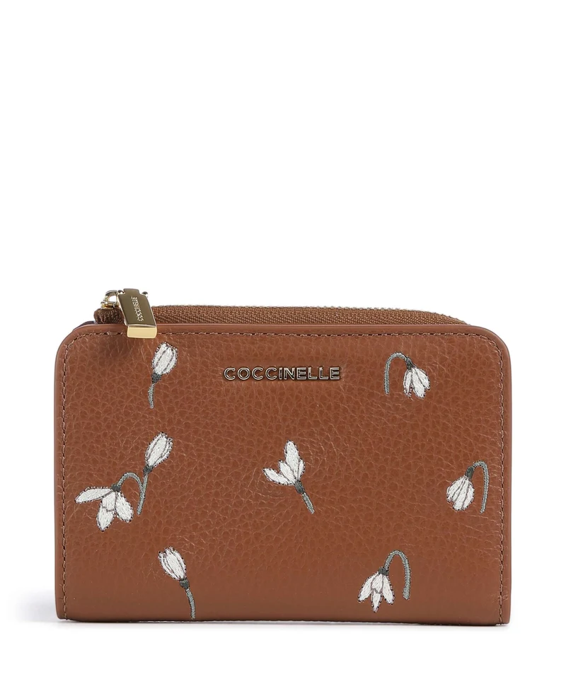 Coccinelle text Portefeuille cognac