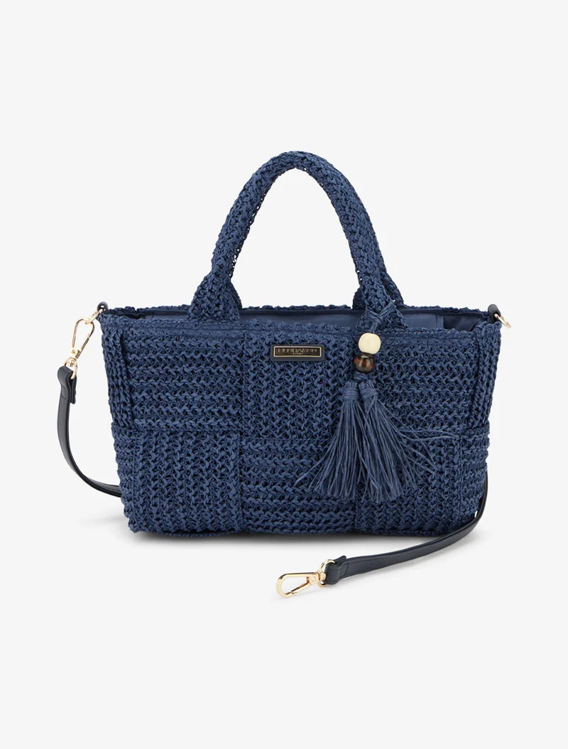 Sac besace Maya en raphia - Bleu