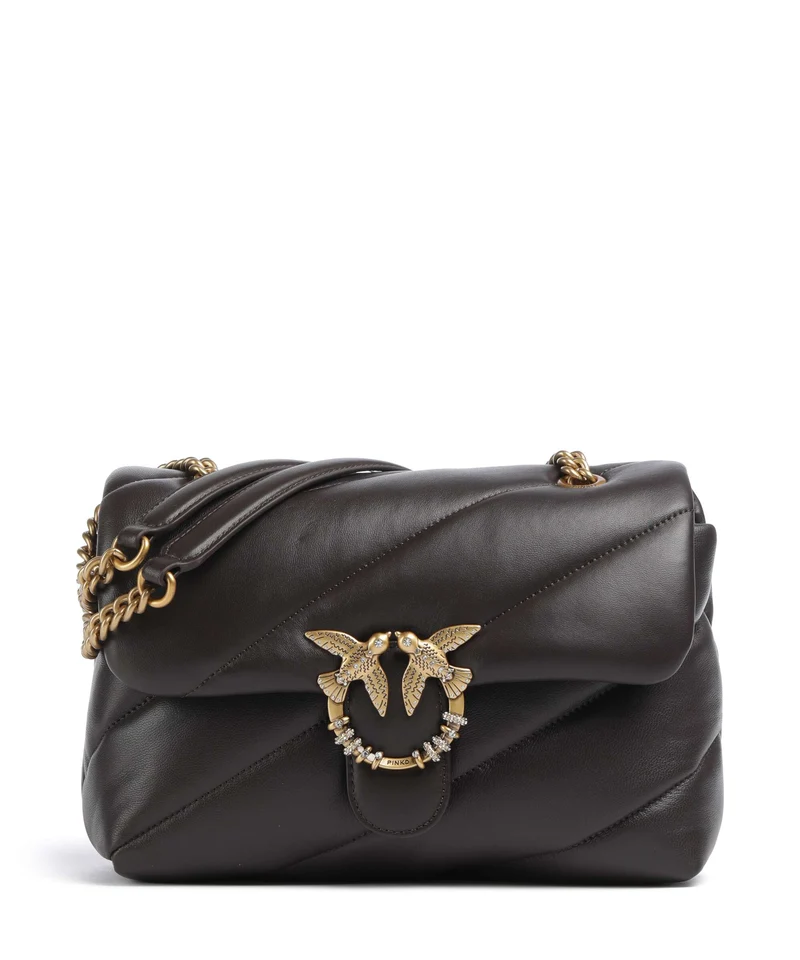 Pinko Love Puff Classic New Buckle Sac porté épaule marrone marasca/antique gold
