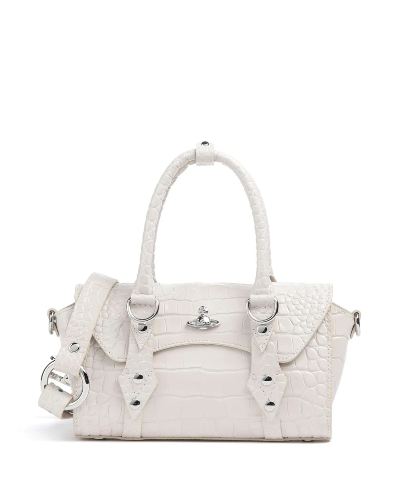 Vivienne Westwood Bettina Embossed Croc Mini Sac à main pearl white